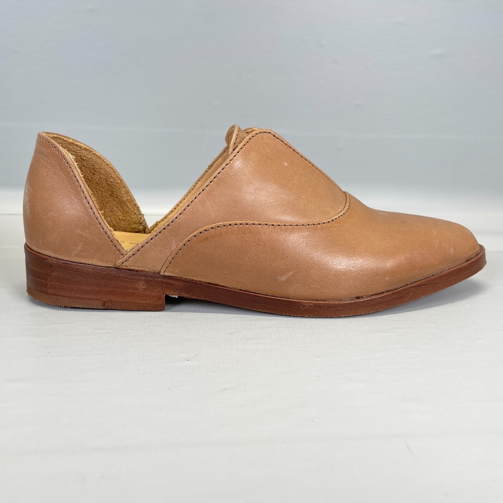 Nisolo Emma D'Orsay Shoes Womens Size 5 Brown Leather Slip On Casual Block Heel